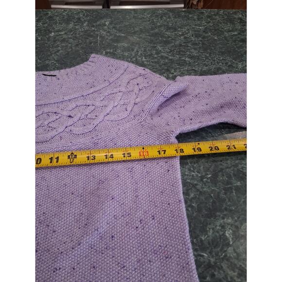 Talbots Sweater Womens Purple Nordic Cable Knit Speckled Crew Neck Sweater XS - Picture 8 of 12